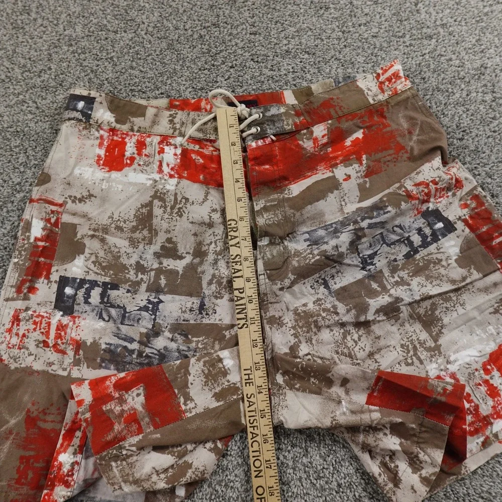 VTG Tommy Hilfiger Shorts Mens XL Orange‎ Brown Hybrid Board Swim Trunks 90s Y2K